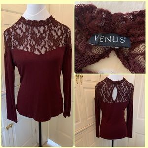 VENUS Burgundy Knit Blouse